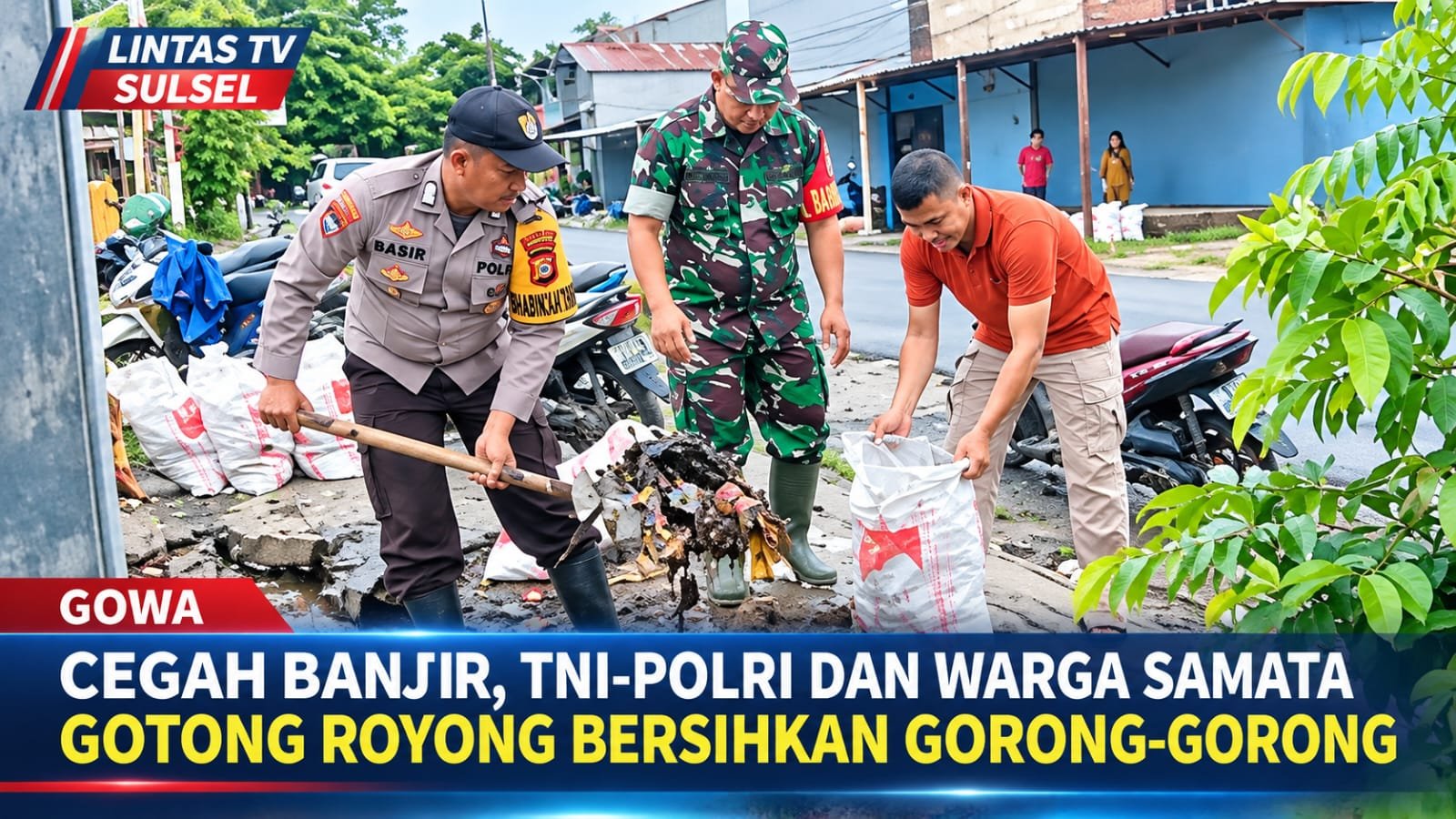 Jelang Musim Hujan, Babinsa Samata dan Warga “Gaspol” Bersihkan Selokan